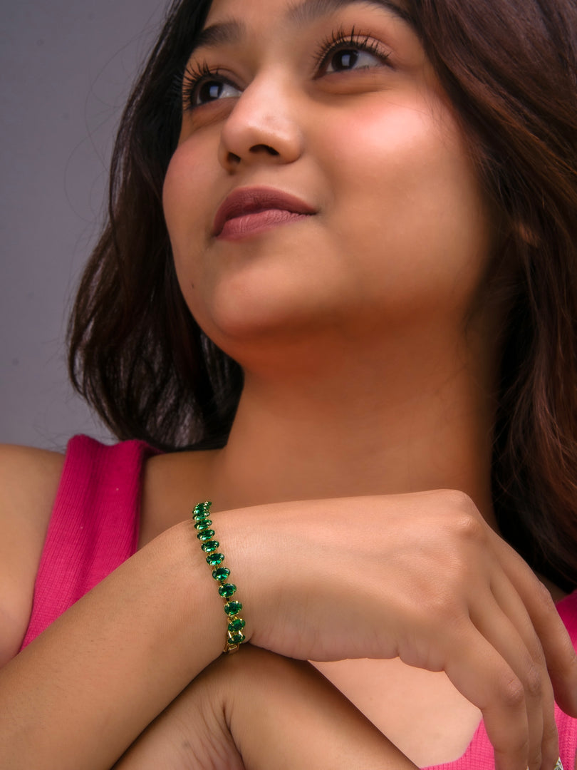 Green Oval Crystal Bracelet