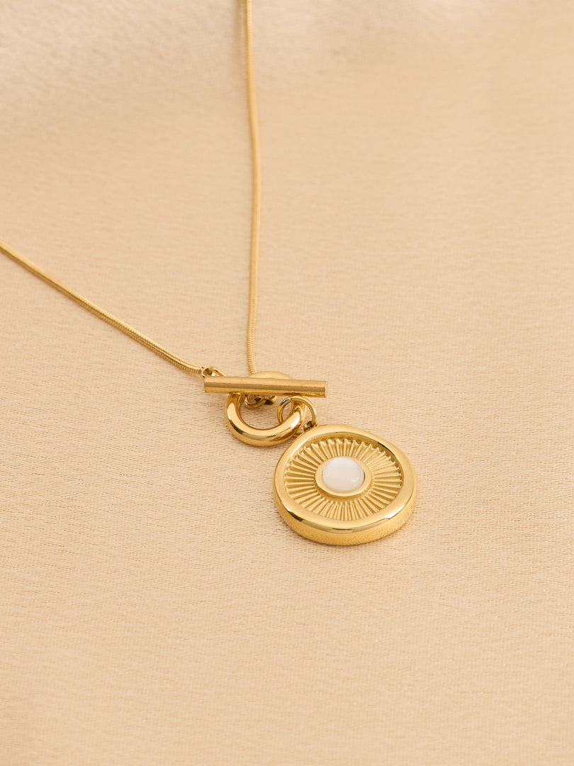 Radiant Pearl Disc Necklace