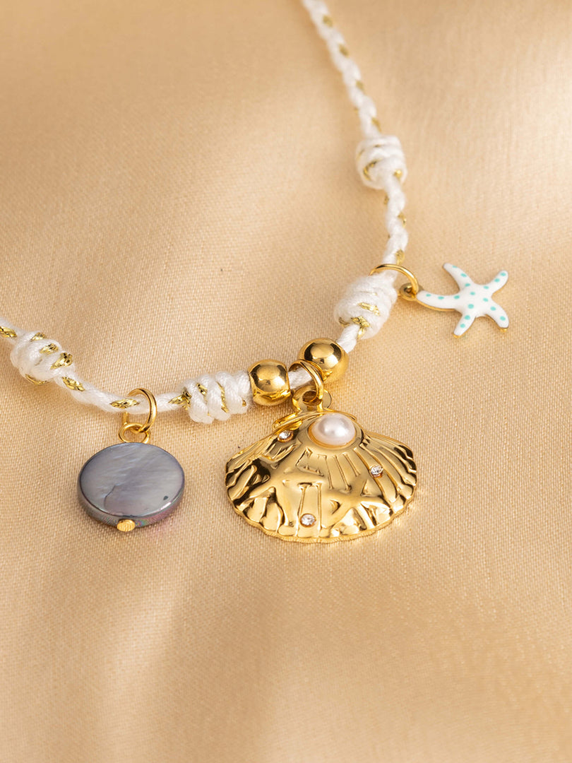 Coastal Bliss Shell & Starfish Cord Bracelet
