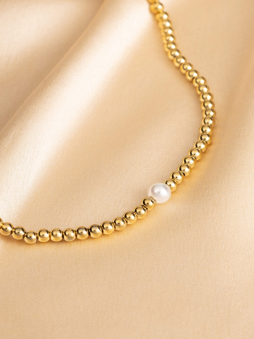Aurela Single Pearl Bead Necklace