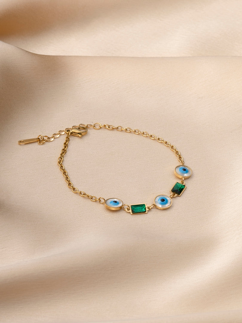 Evil Eye & Emerald-Tone Bracelet