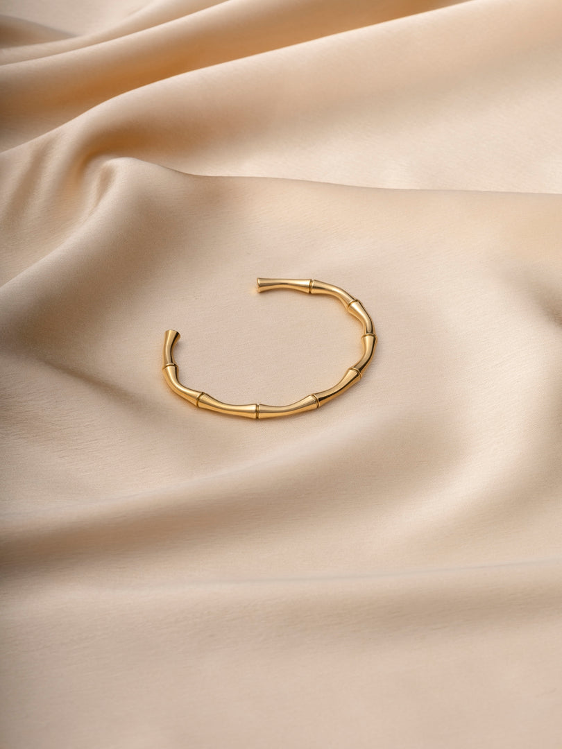 Bamboo Inspired Gold Cuff Bracelet