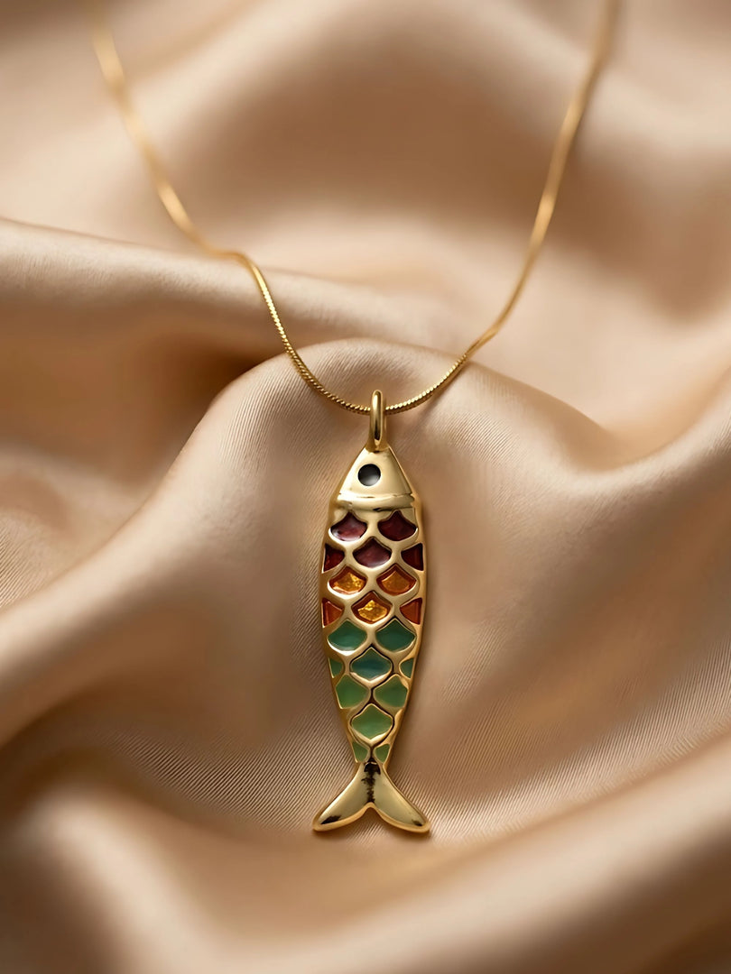 Rainbow Fish Pendant Necklace