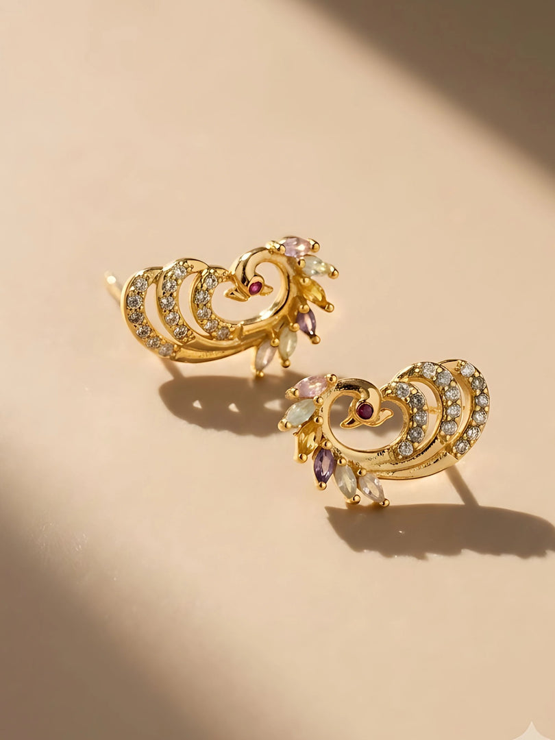Pastel Peacock Stud Earrings