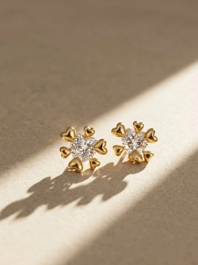 Heart Bloom Stud Earrings