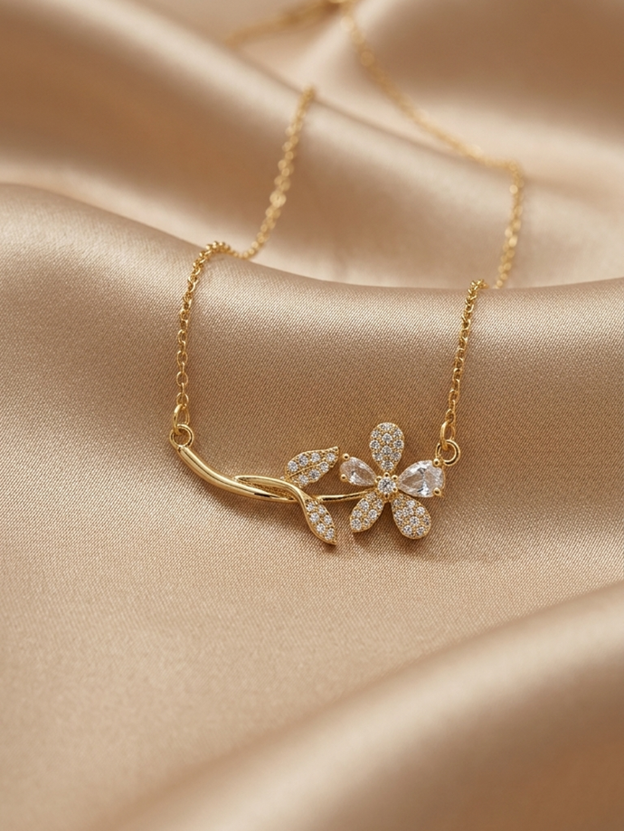 Crystal Bloom Stem Necklace