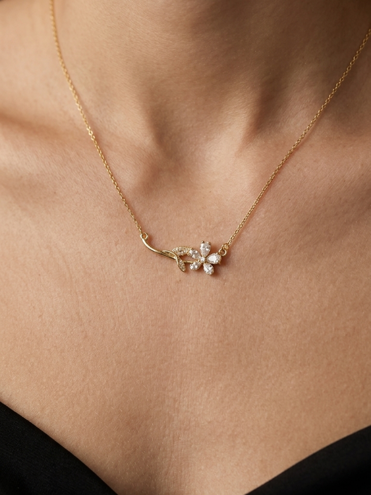 Crystal Bloom Stem Necklace