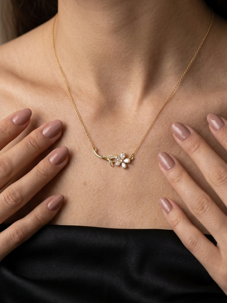 Crystal Bloom Stem Necklace