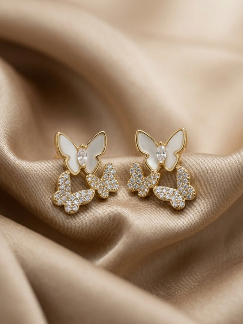 Double Butterfly Pearl Jewellery Set