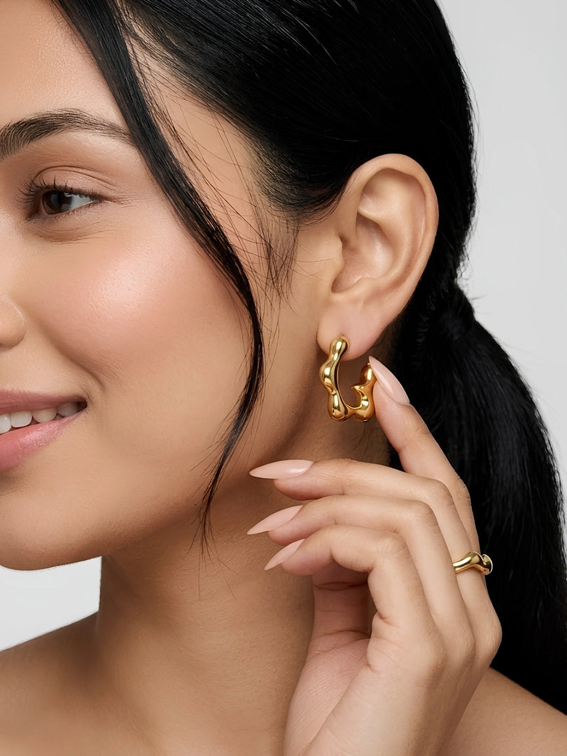 Molten Wave Statement Hoop Earrings