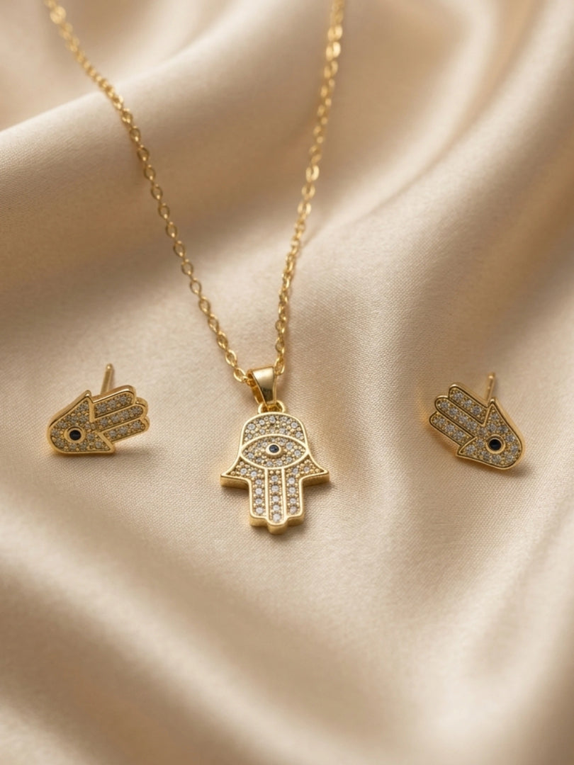 Hamsa Evil Eye Pave Jewellery Set