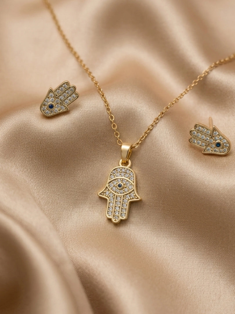 Hamsa Evil Eye Pave Jewellery Set