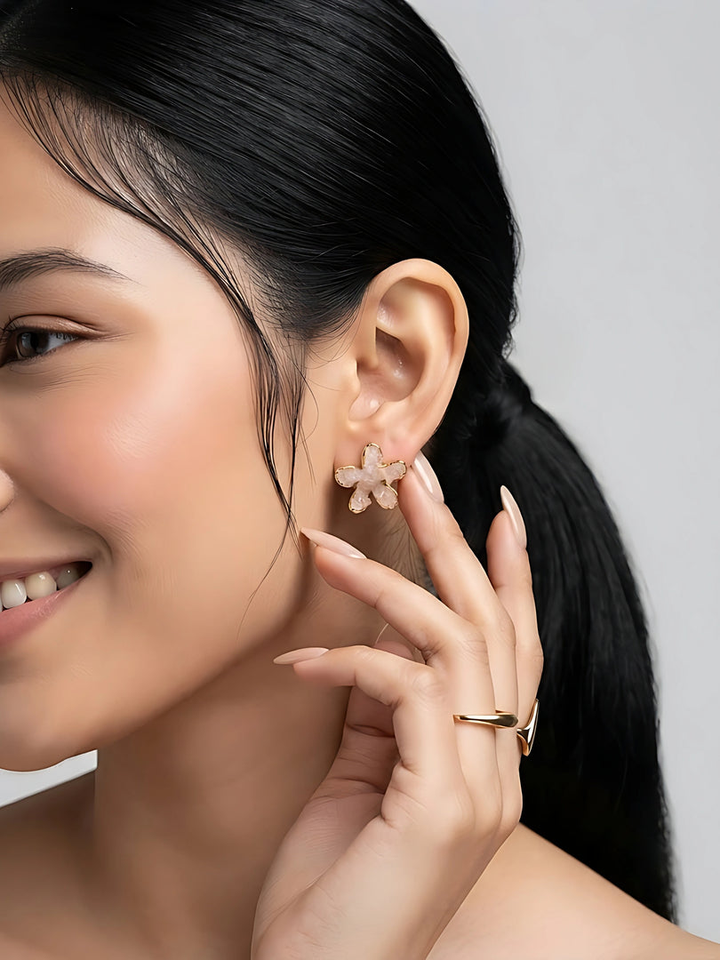 Blush Crystal Bloom Stud Earrings