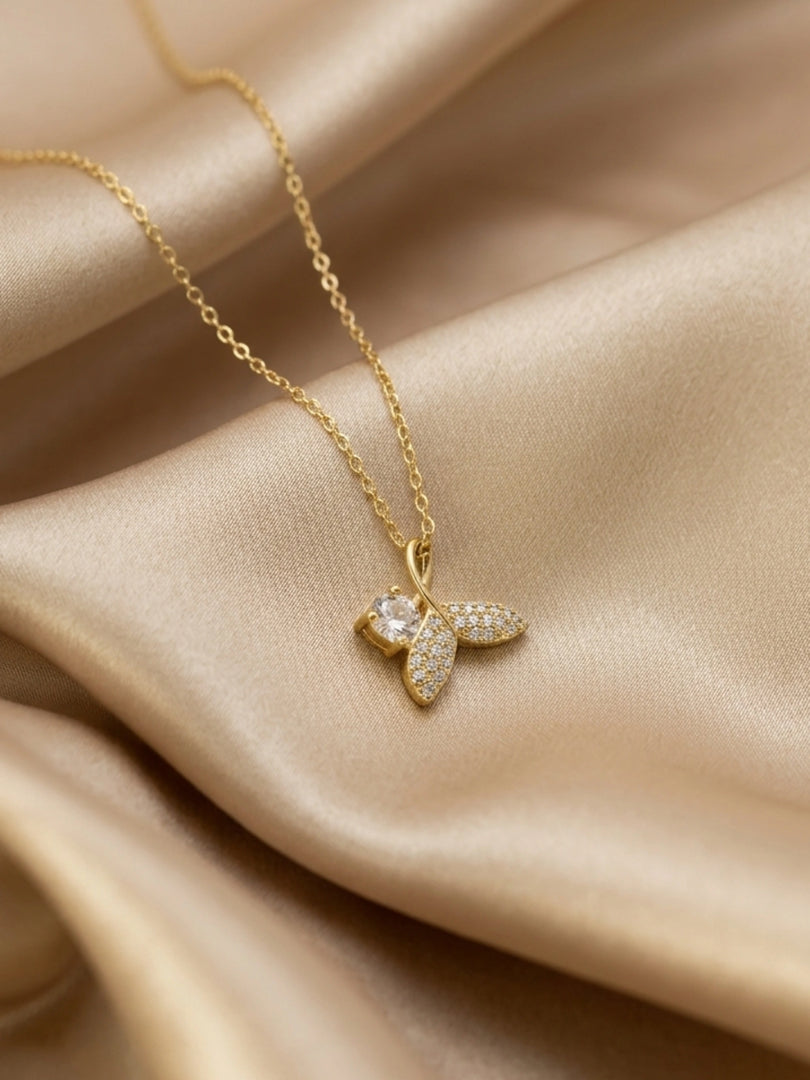 Butterfly Solitaire Pendant Necklace