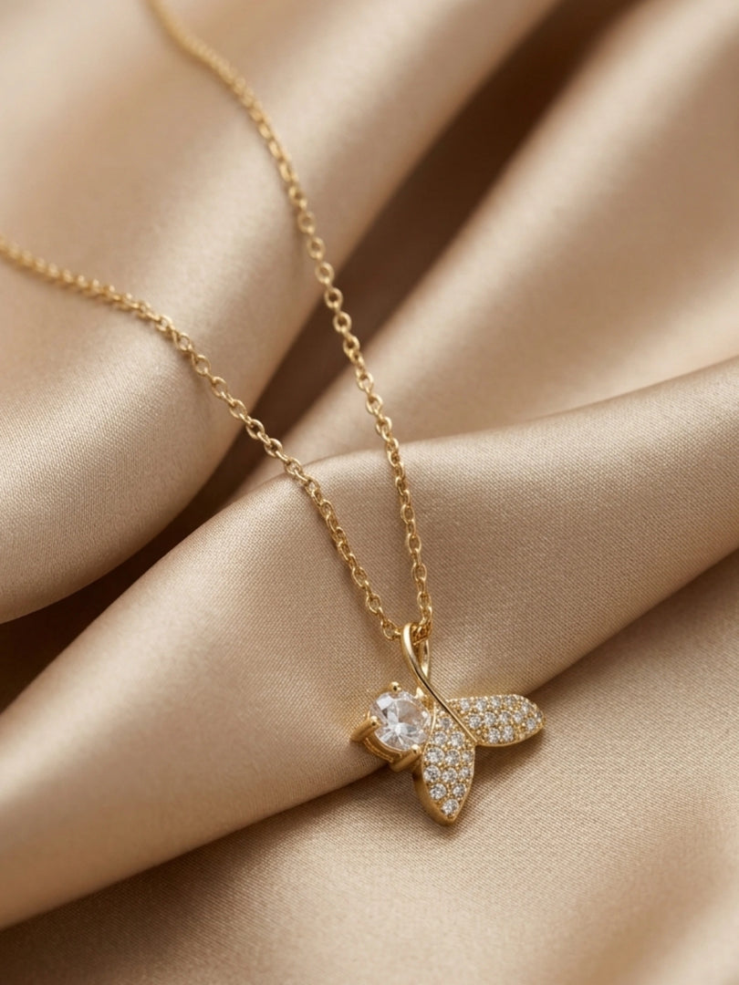Butterfly Solitaire Pendant Necklace