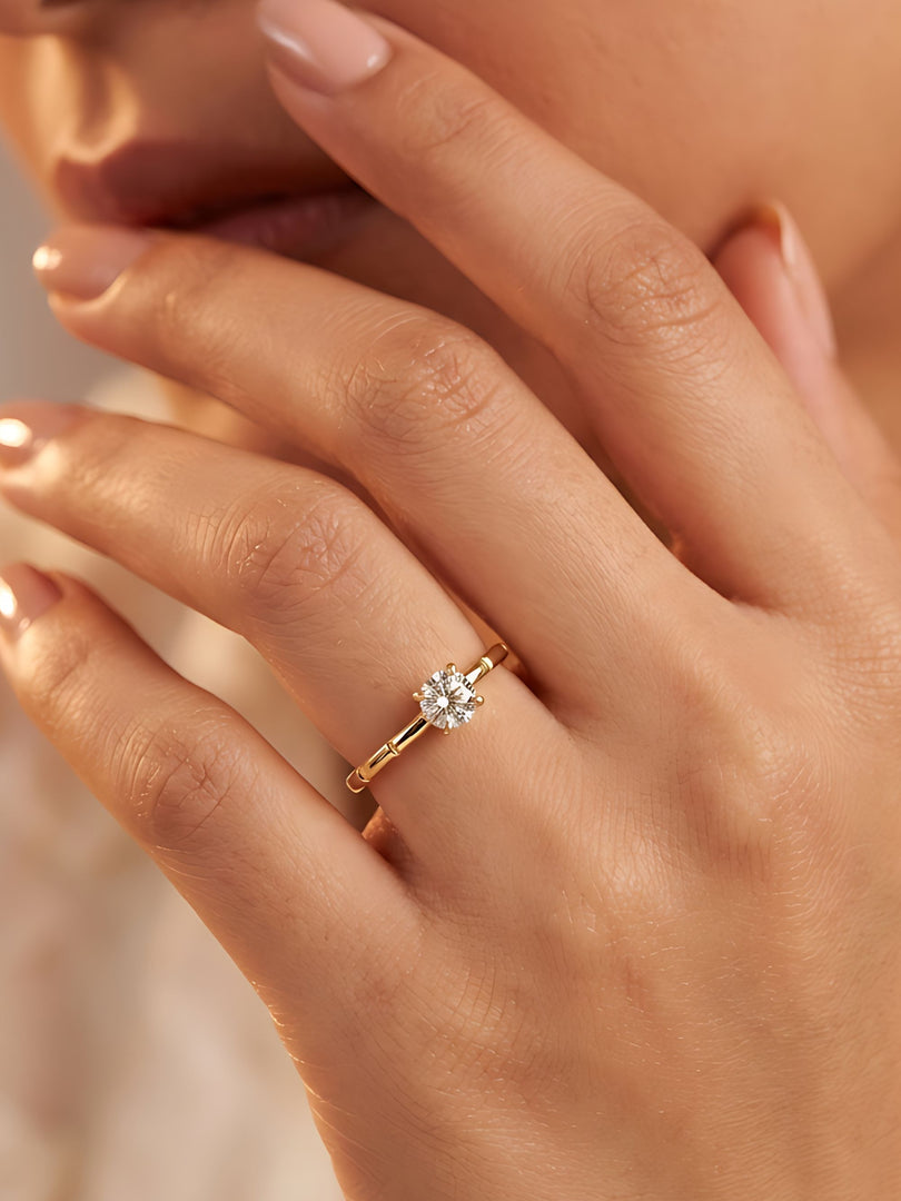 Golden Solstice Solitaire Ring