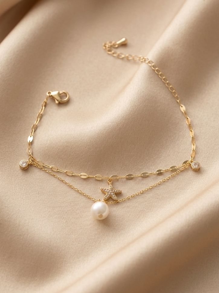 Starfish Pearl Double Layer Bracelet
