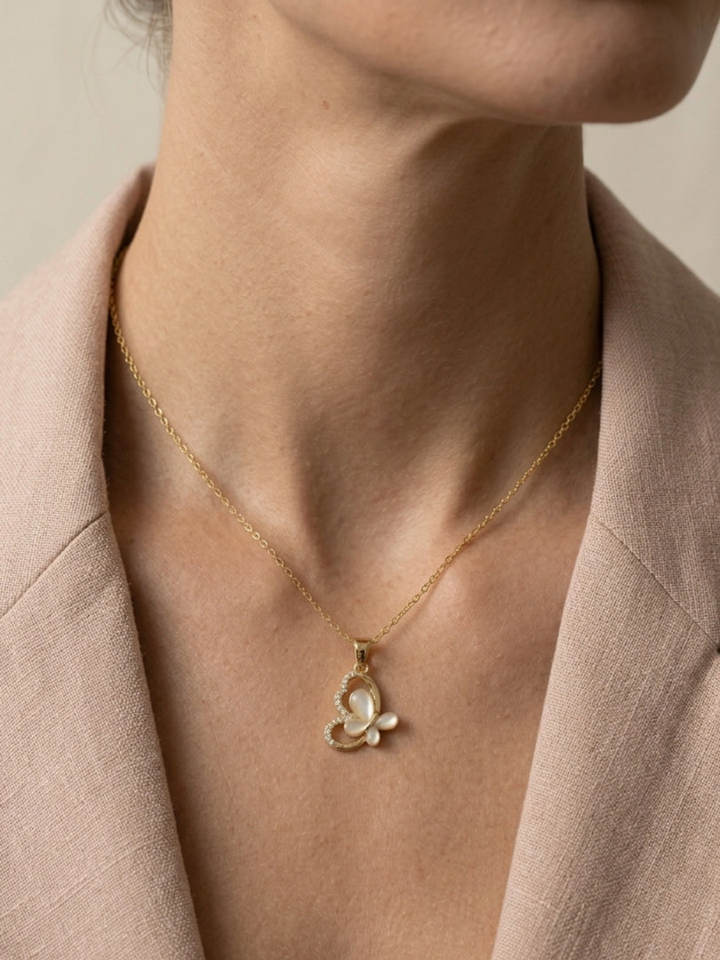 Mother of Pearl Butterfly Necklace