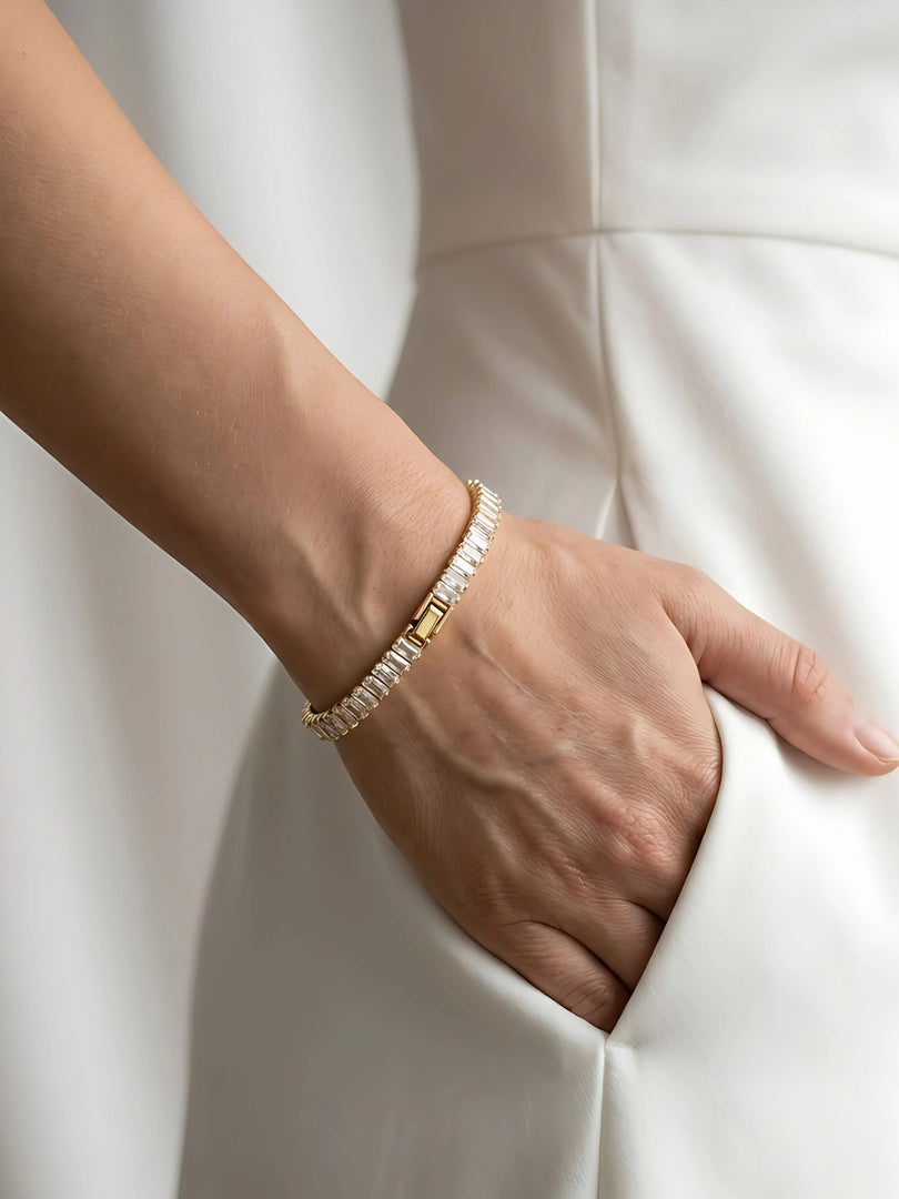 Golden Radiance Baguette Tennis Bracelet