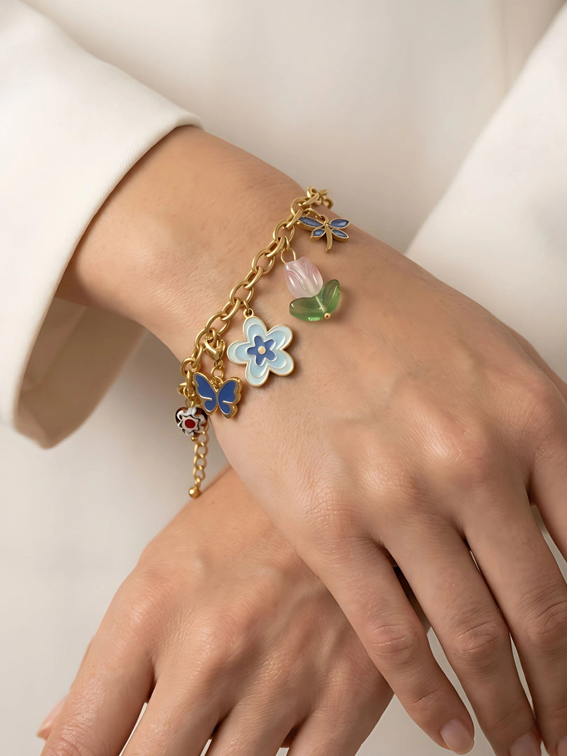 Garden Story Enamel Charm Bracelet