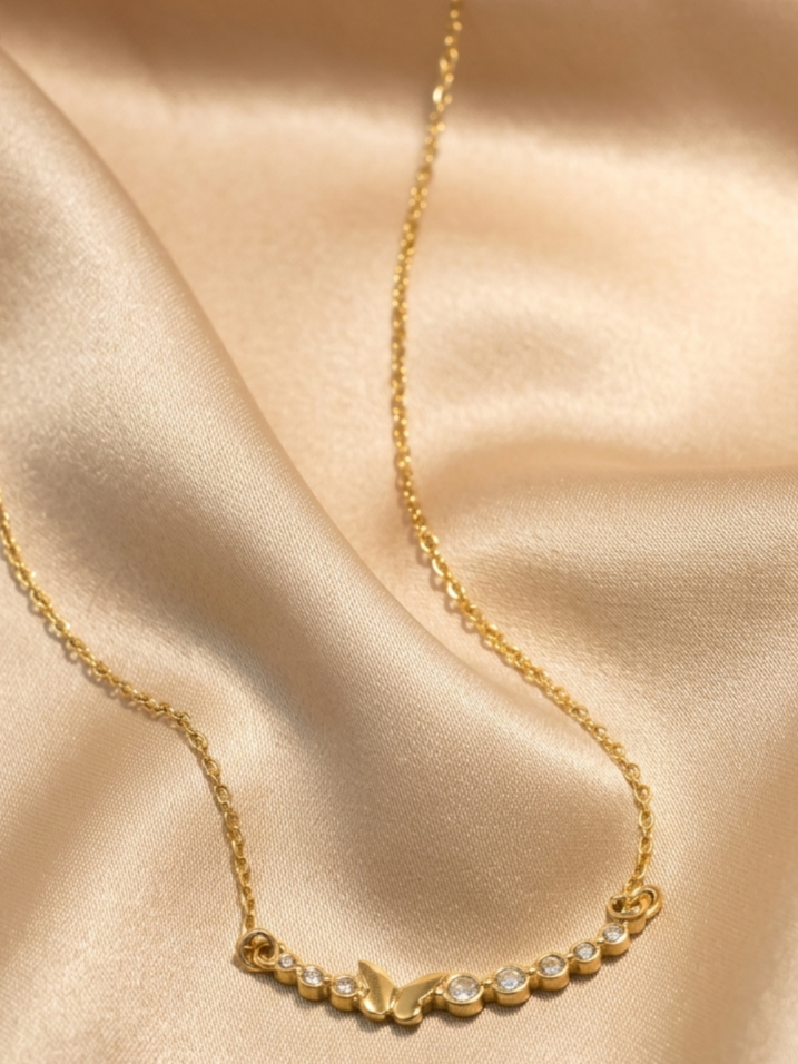 Golden Flutter Crystal Necklace
