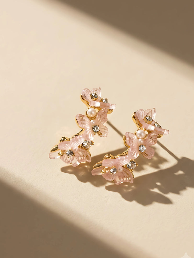Blush Blossom Floral Hoop Earrings