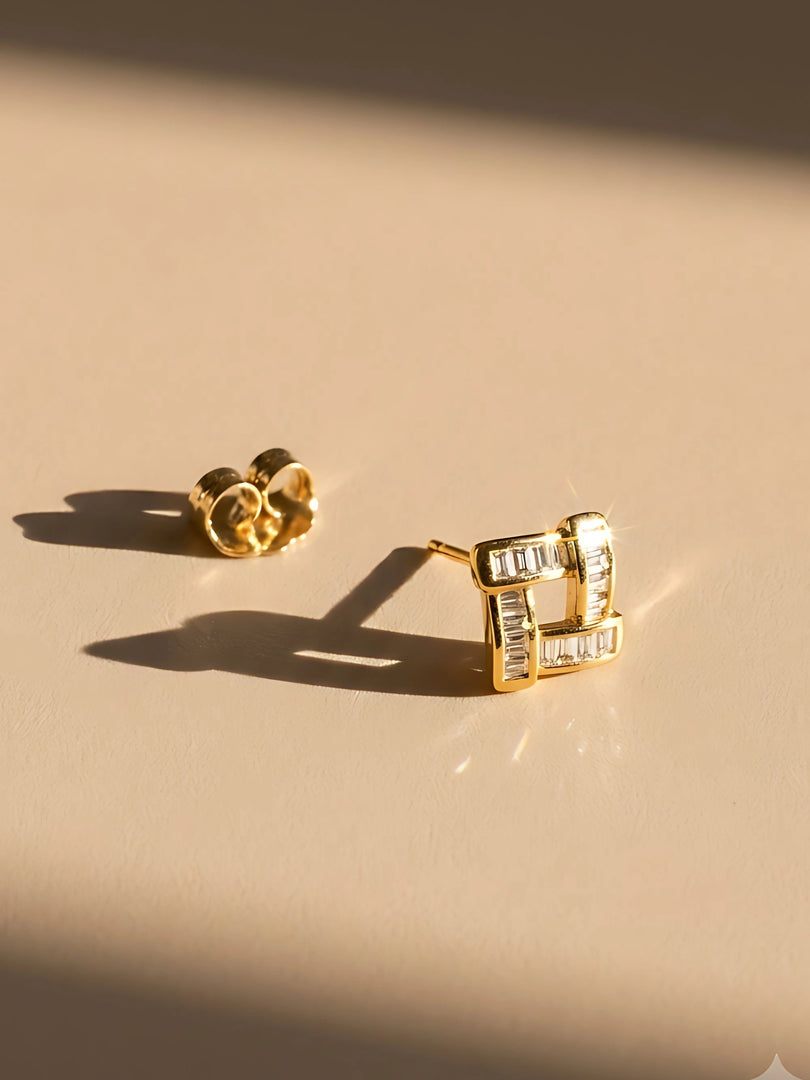 Celeste Baguette Knot Stud Earrings