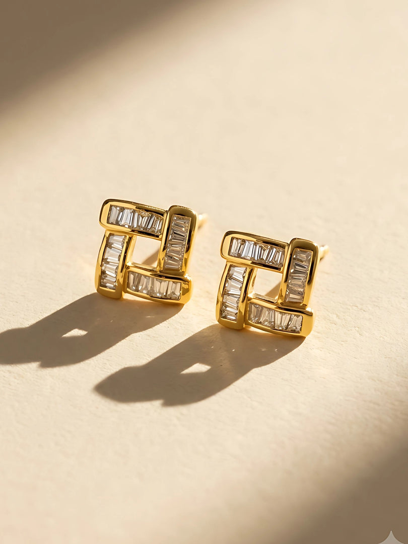 Celeste Baguette Knot Stud Earrings