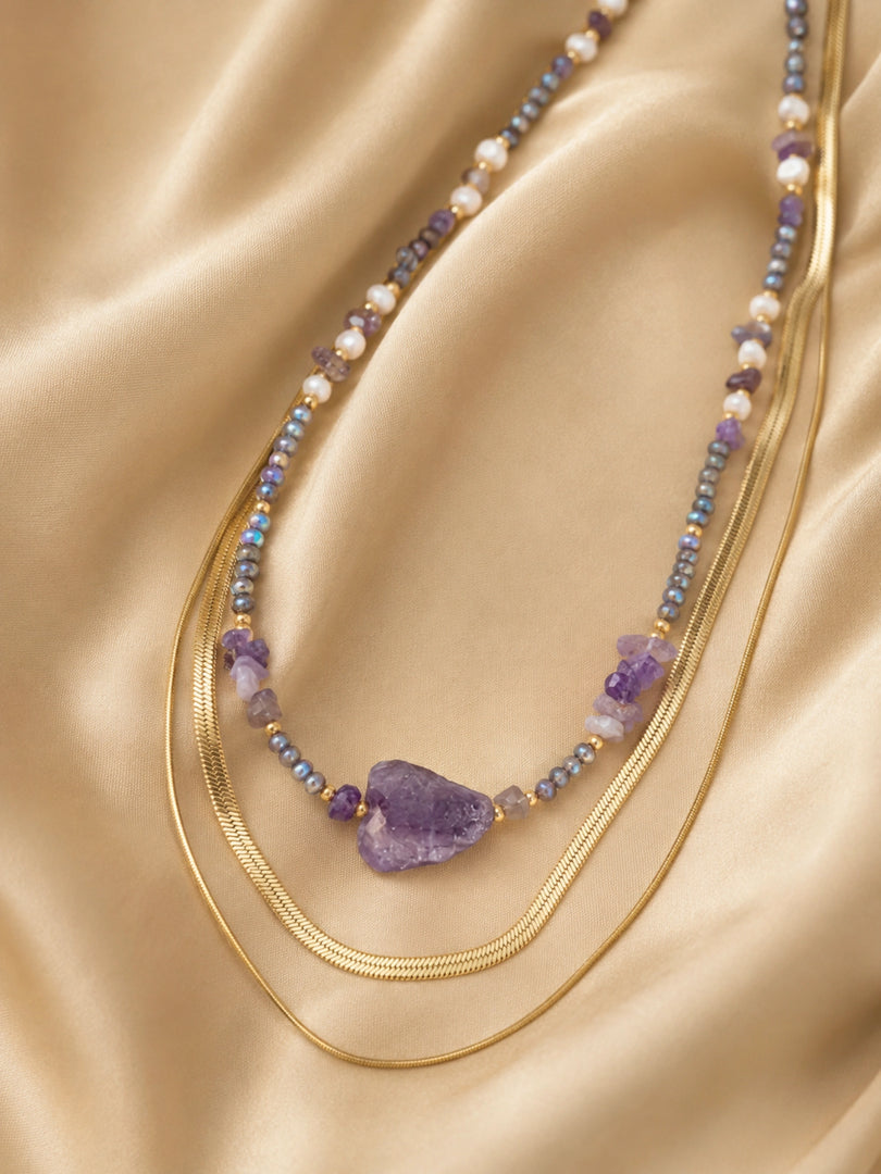 Amethyst Aura Layered Necklace