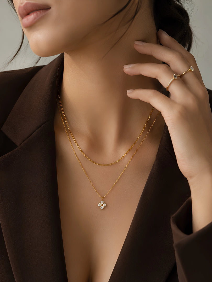Celeste Clover Layered Necklace