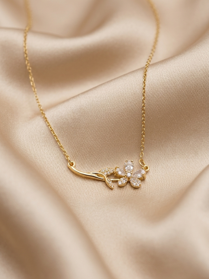 Crystal Bloom Stem Necklace