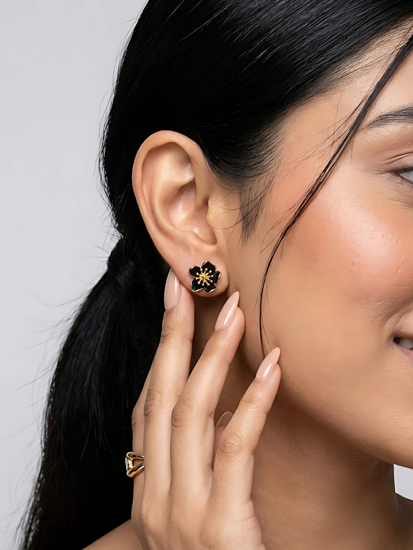 Midnight Blossom Stud Earrings