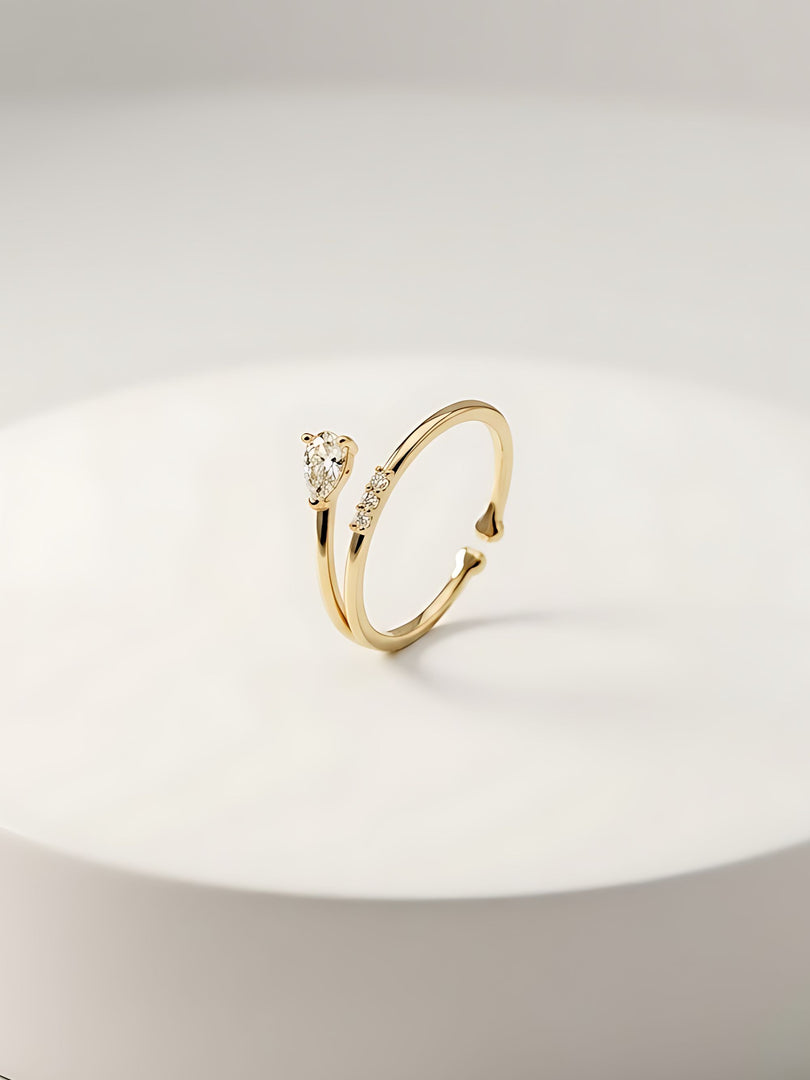 Golden Dewdrop Open Ring