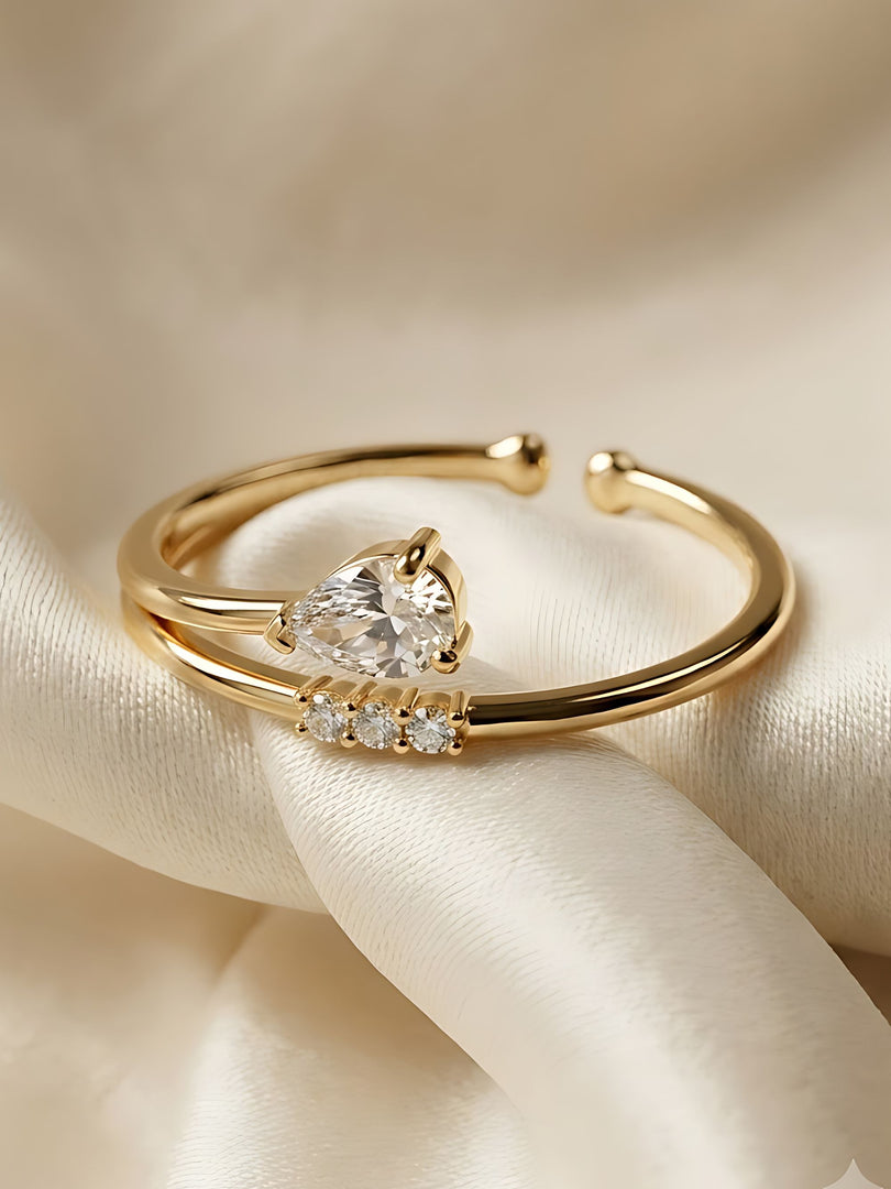 Golden Dewdrop Open Ring