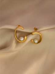 Crescent Pearl Earrings