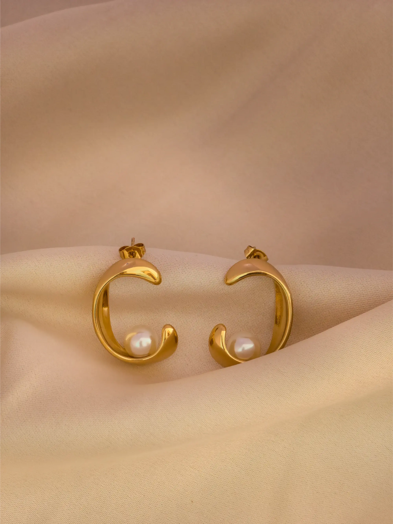 Crescent Pearl Earrings