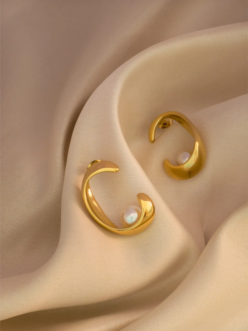Crescent Pearl Earrings