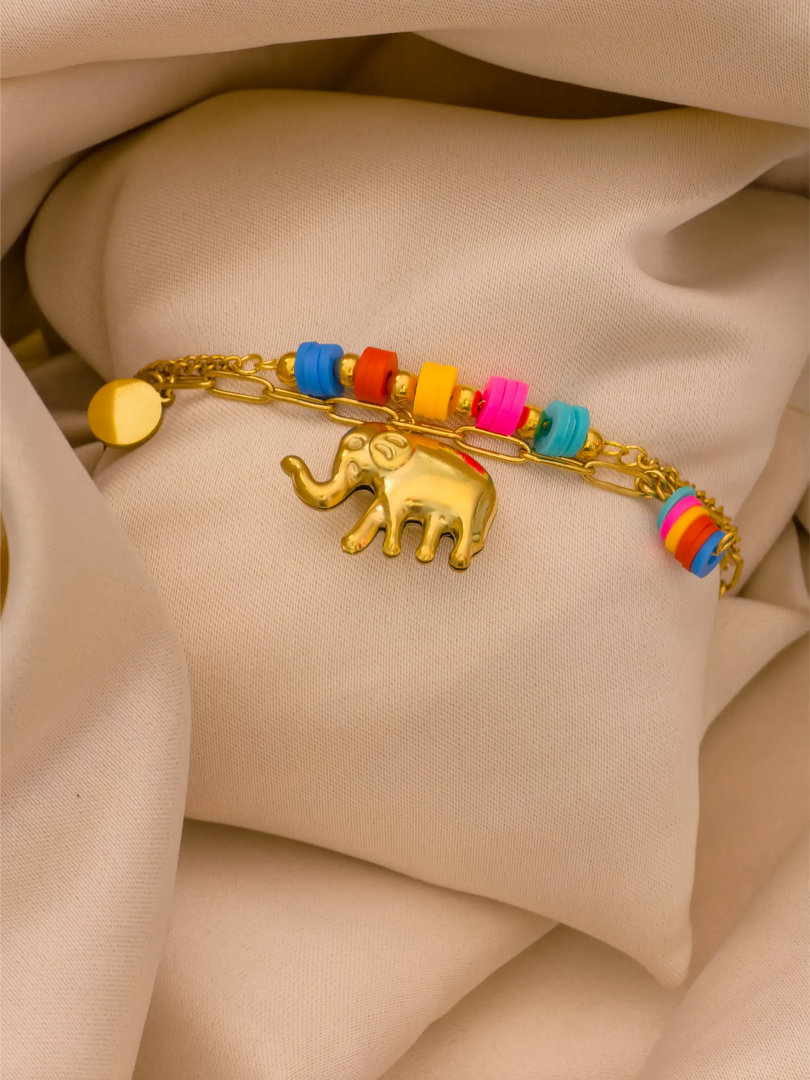 Golden Elephant Charm Bracelet