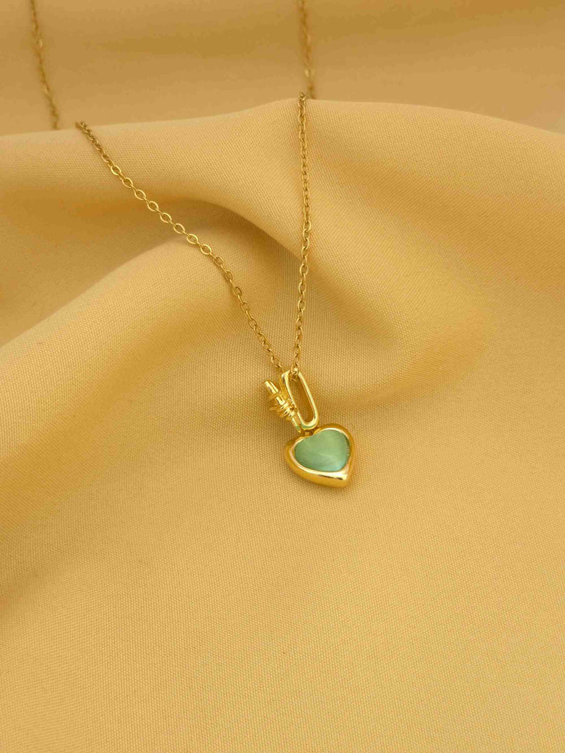Aqua Heart Charm Necklace