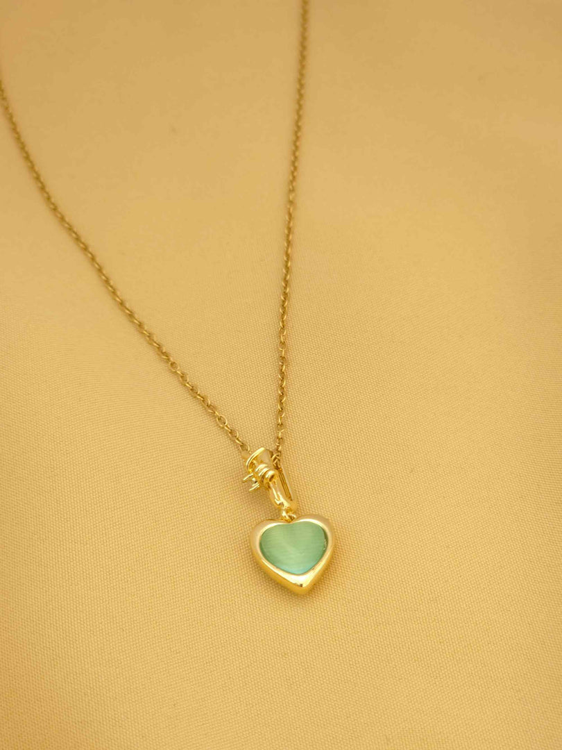 Aqua Heart Charm Necklace