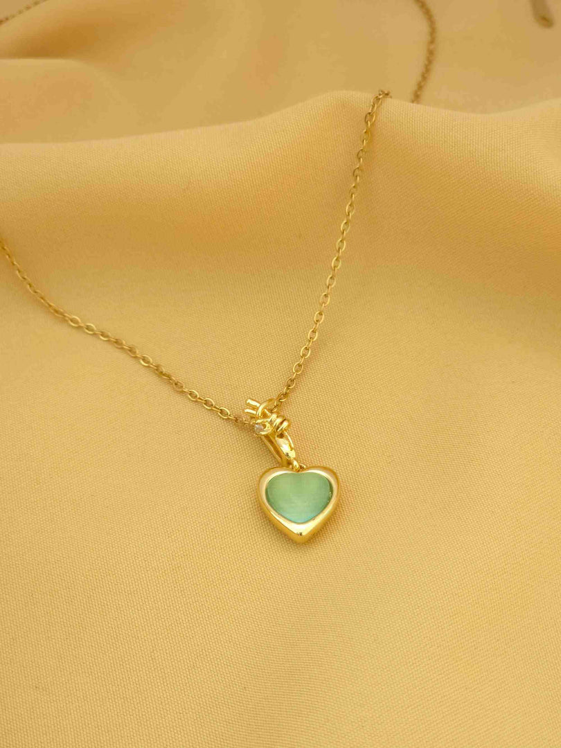 Aqua Heart Charm Necklace