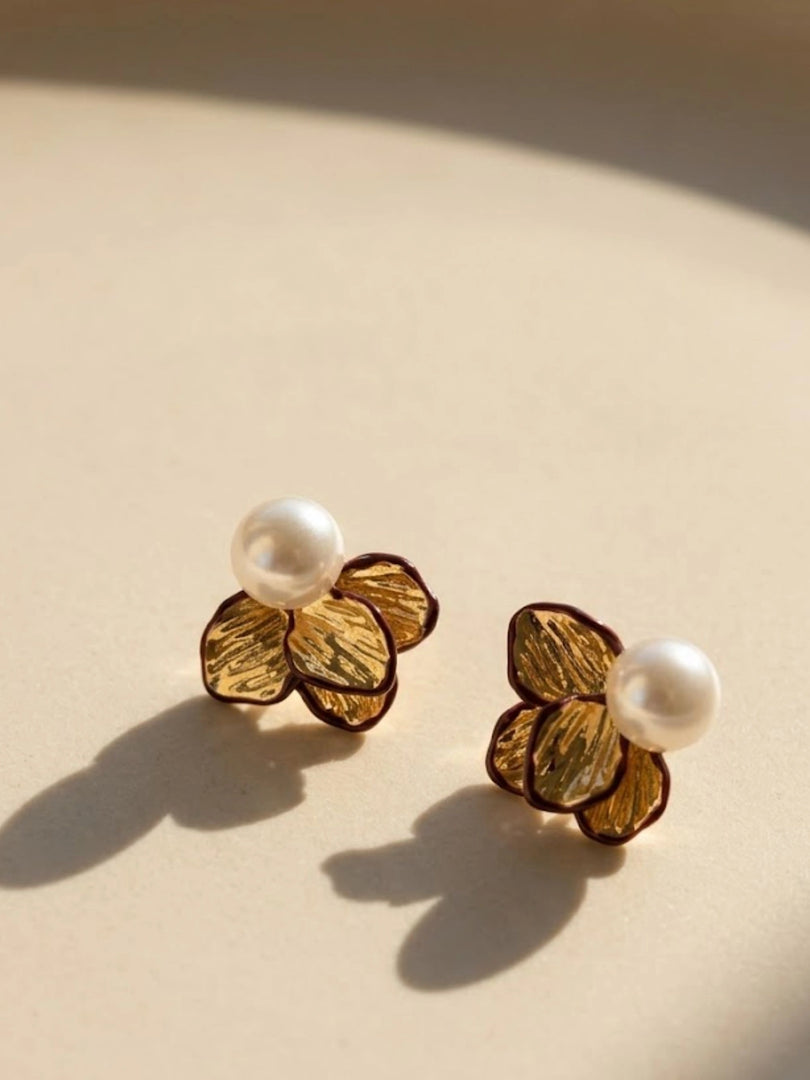 Pearl Blossom Stud Earrings