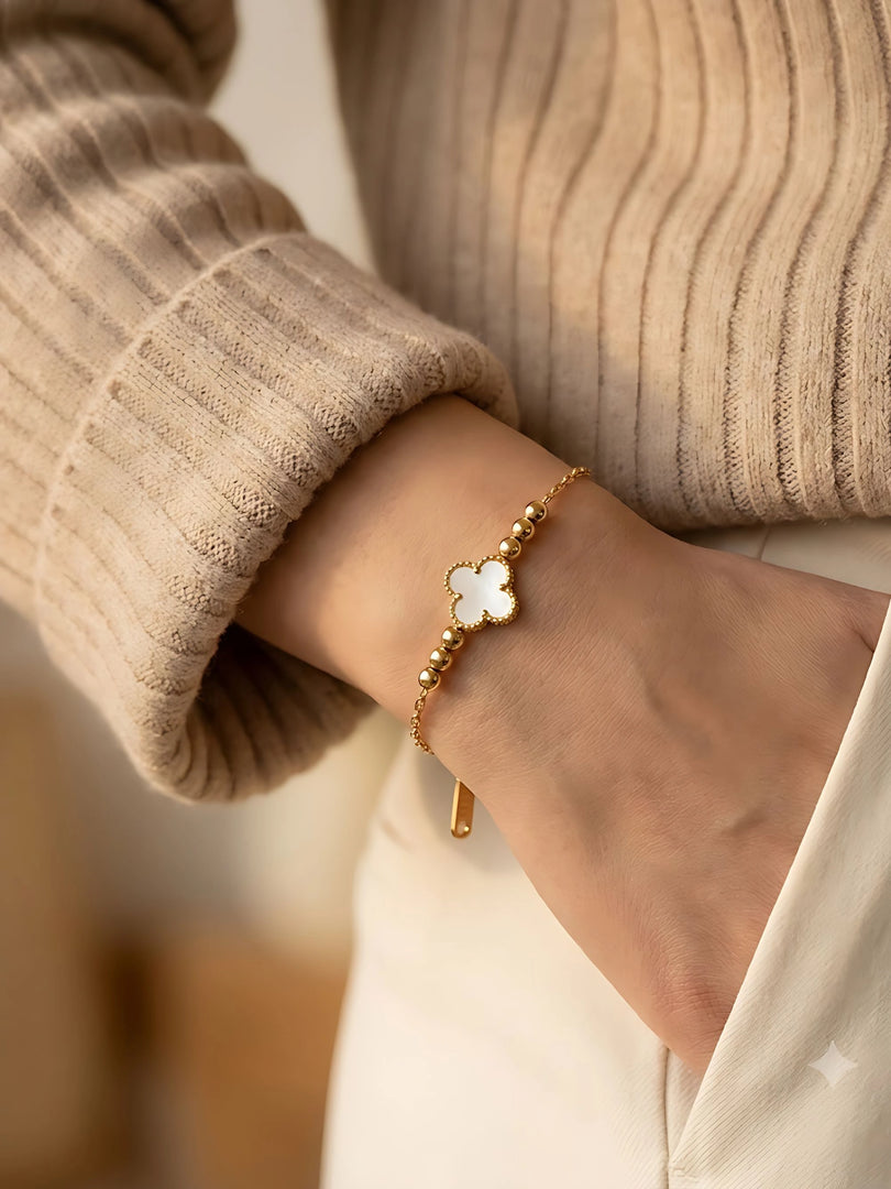 Pearl Clover Charm Bracelet