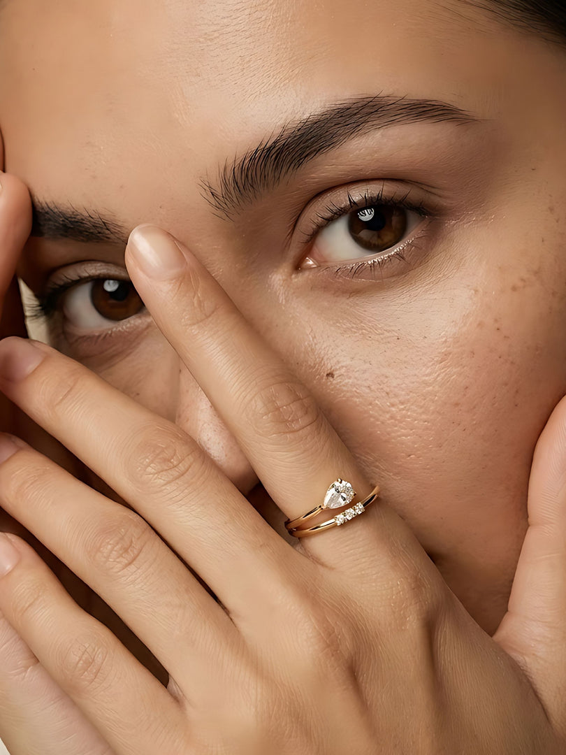 Golden Dewdrop Open Ring
