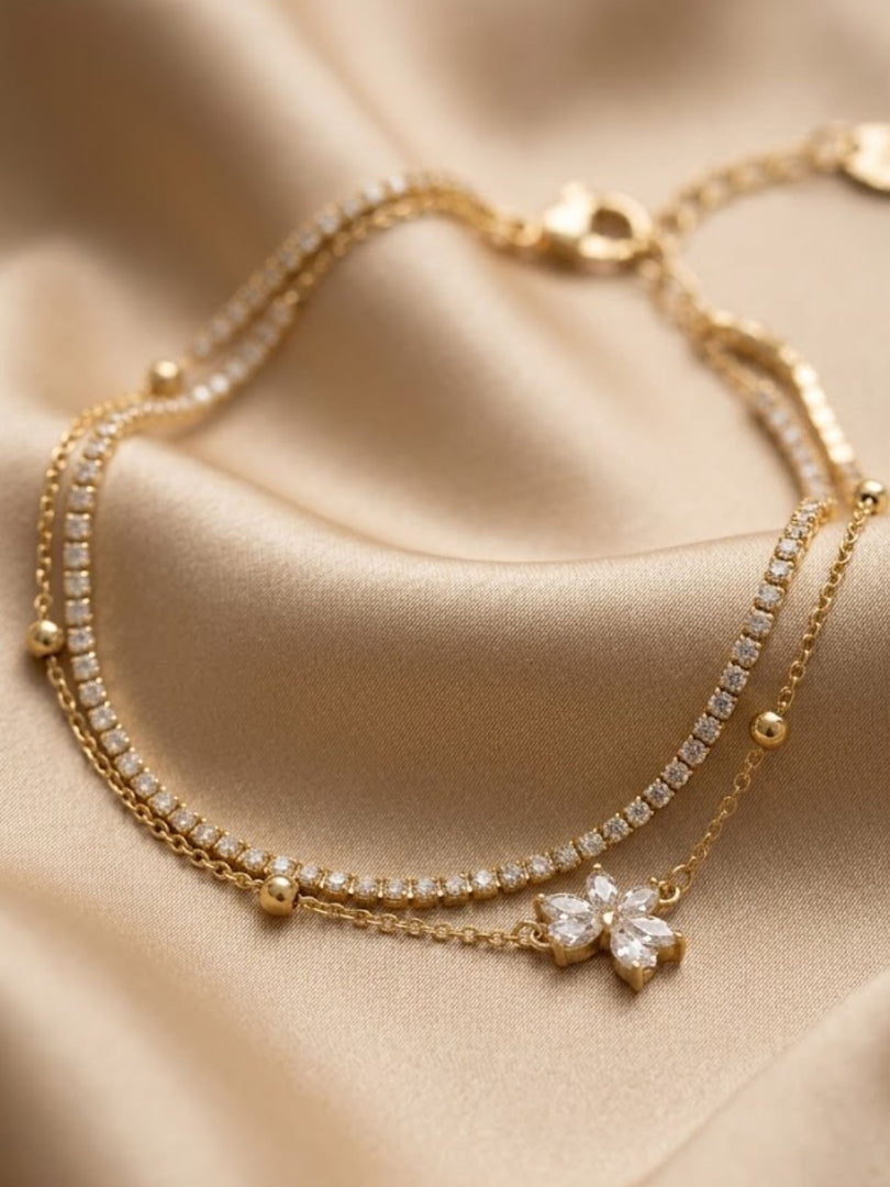 Golden Flora Tennis Whisper Bracelet