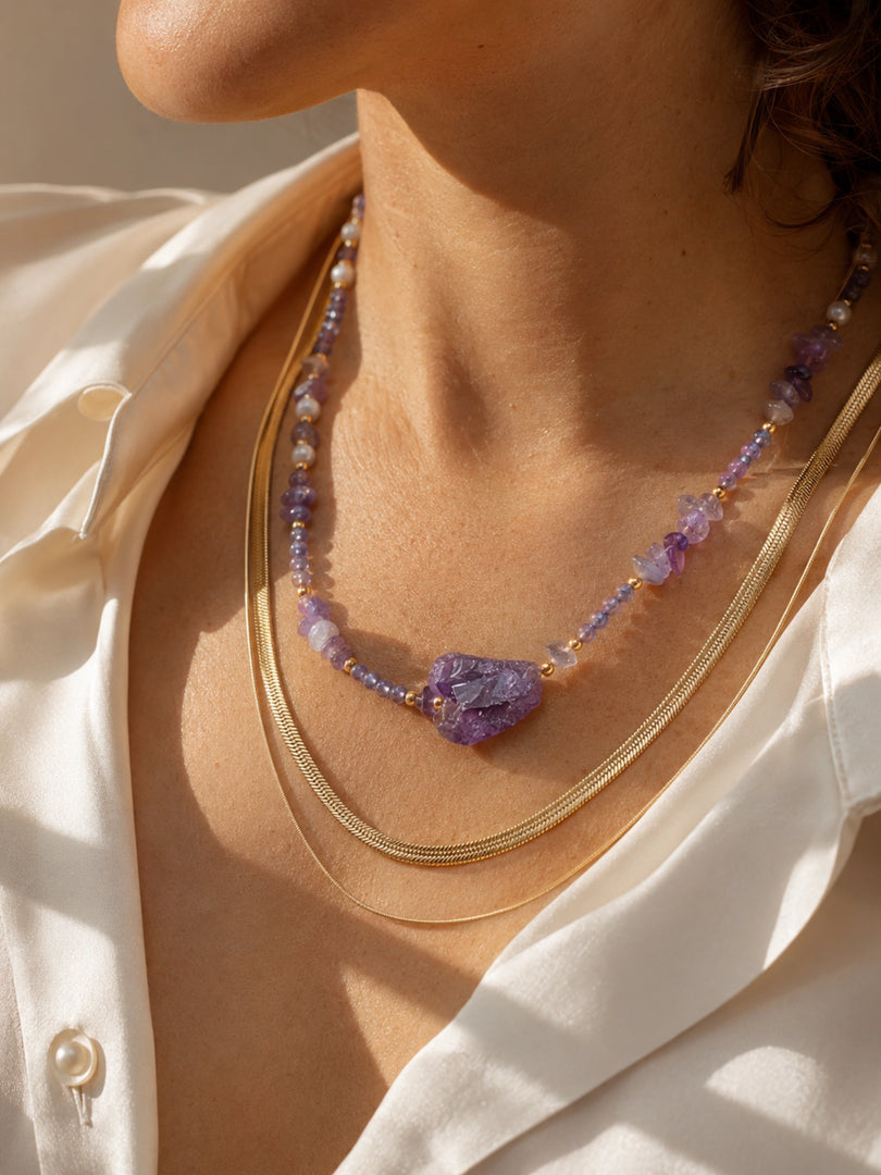 Amethyst Aura Layered Necklace