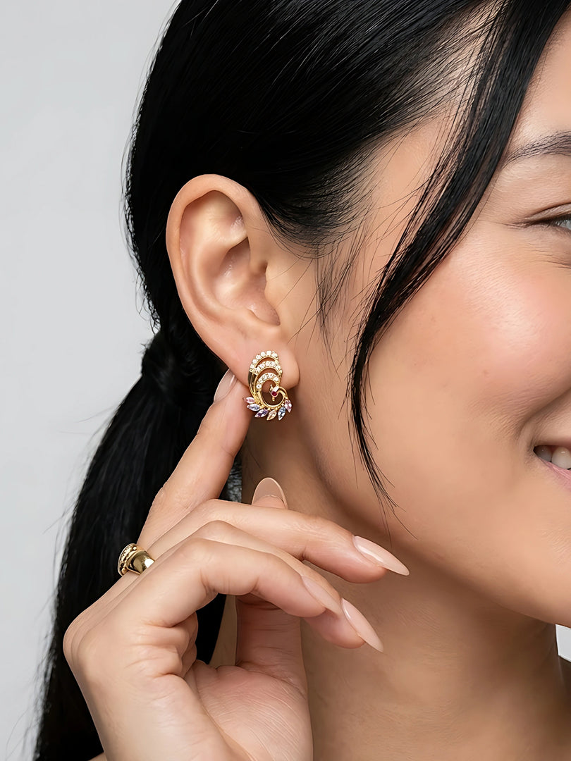 Pastel Peacock Stud Earrings
