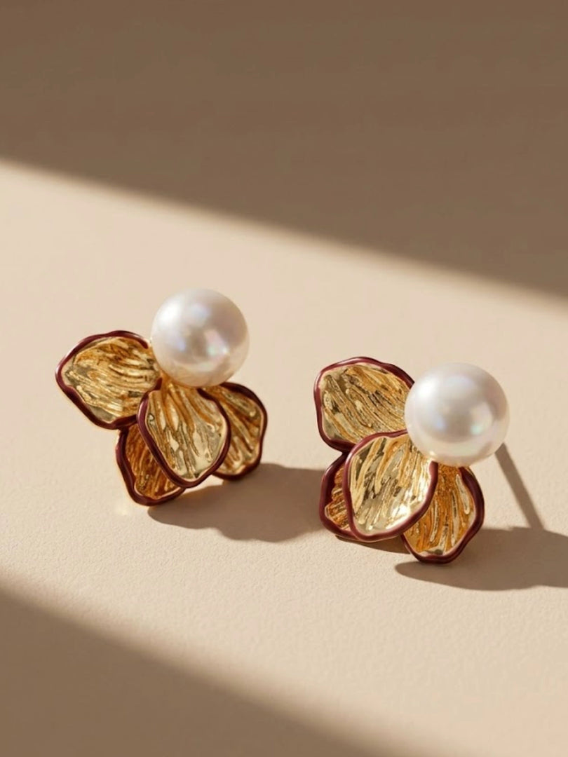 Pearl Blossom Stud Earrings