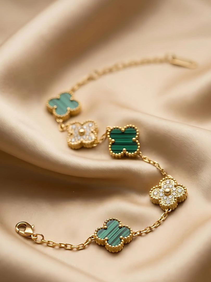 Emerald Clover Charm Bracelet