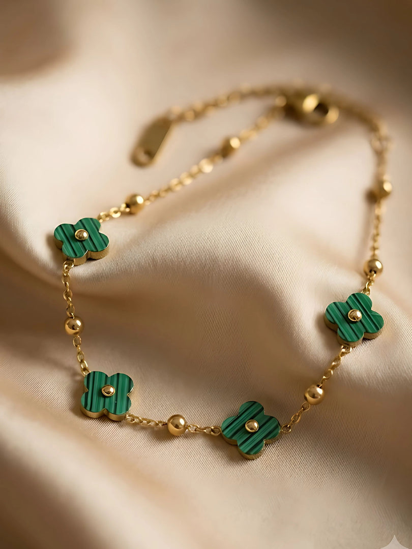 Emerald Clover Charm Bracelet